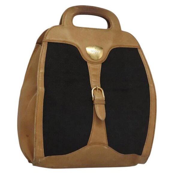 GUCCI GG Canvas Hand Bag Leather Black - Picture 1 of 16